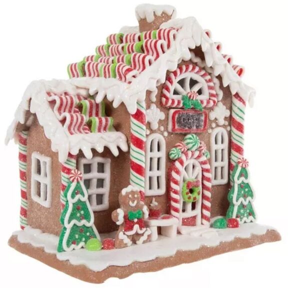 Light Up Cafe Gingerbread House Festive Gingerbread House Holiday Decoration - Picture 3 of 5